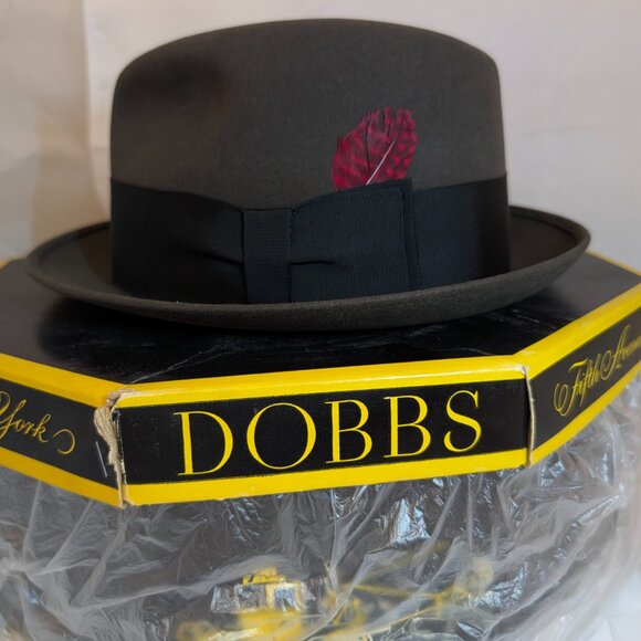 Vintage 50's Dobbs Gray Fedora with Feather - Size 7 1/4 EUC w/box - Picture 6 of 11
